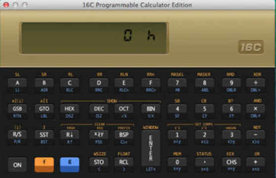 16C Programmable Calculator Edition 1.0 : Main Window