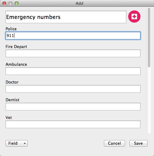 Enpass 5.0 : Adding Emergency Item