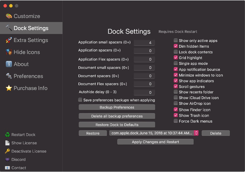 cDock 3.0 : Dock Settings