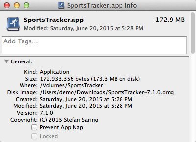SportsTracker 7.1 : Version Window