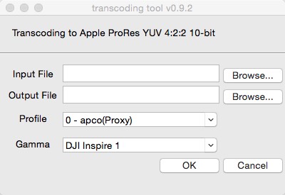 DJI Transcoding Tool 0.9 : Main window