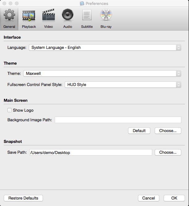 Macgo Mac Blu-ray Player 2.16 : General Preferences