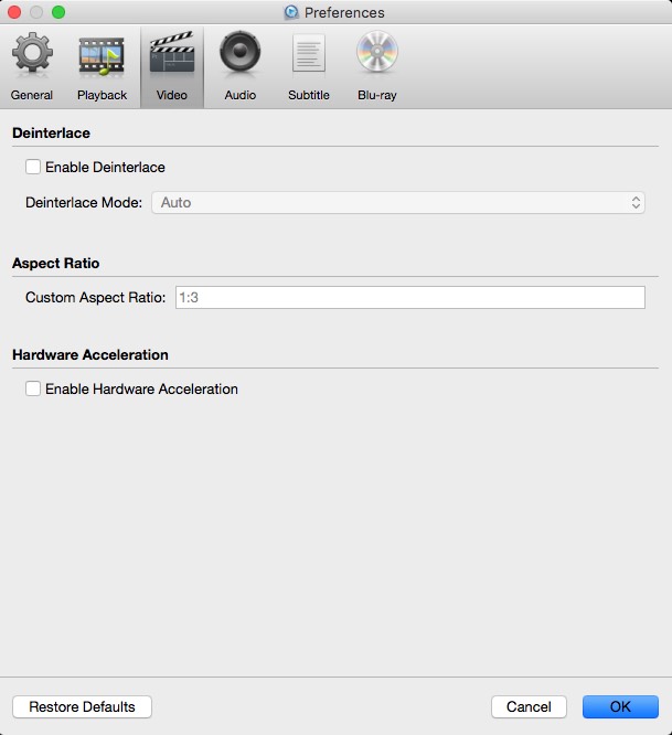 Macgo Mac Blu-ray Player 2.16 : Video Settings