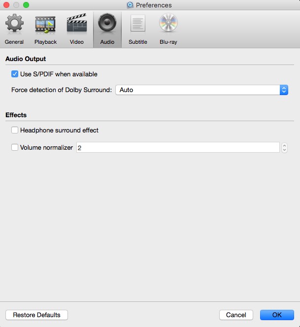 Macgo Mac Blu-ray Player 2.16 : Audio Settings