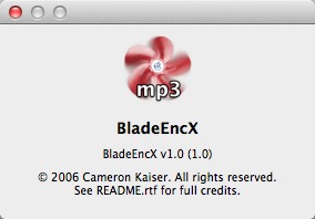 BladeEncX 1.0 : About Window