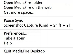 MediaFire Desktop 1.7 : Main Menu