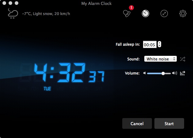 My Alarm Clock 1.1 : Fall Asleep Options