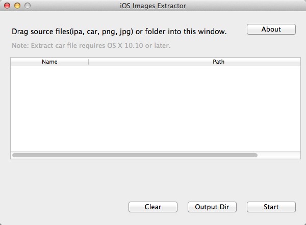iOS Images Extractor 0.2 : Main Window