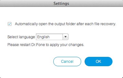 Wondershare Dr.Fone for iOS 6.2 : Program Preferences