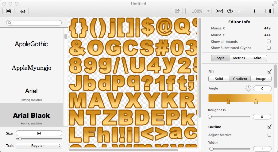 Glyph Designer 2 2.0 : Main Window
