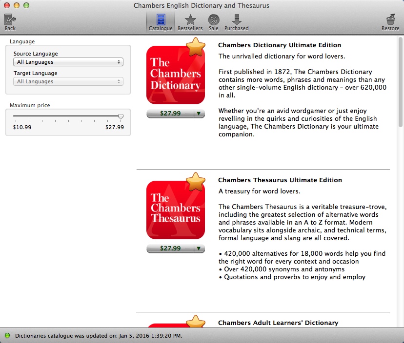 Chambers English Dictionary and Thesaurus 8.6 : Making In-App Purchase