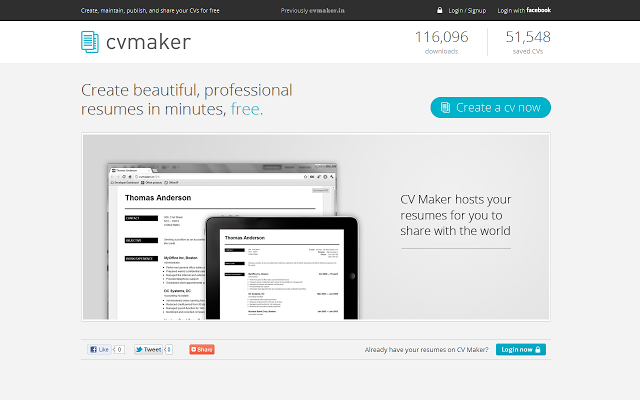 Resume (CV) Maker 2.4 : Main window