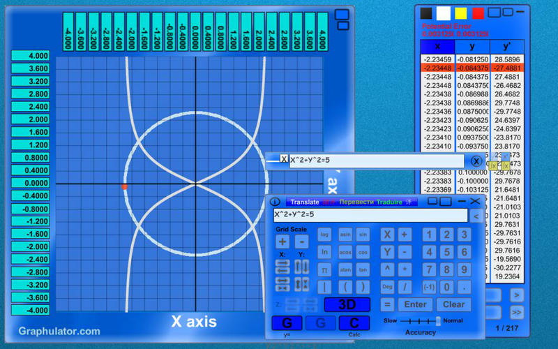 Graphulator Graphing Calculator for Desktop 3.3 : Main Window