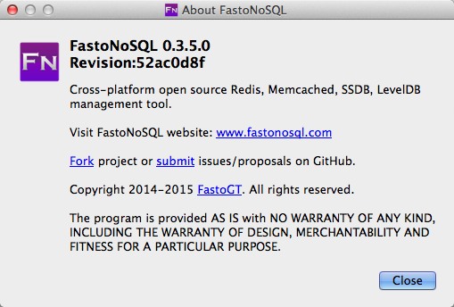 FastoNoSQL 0.3 : About Window