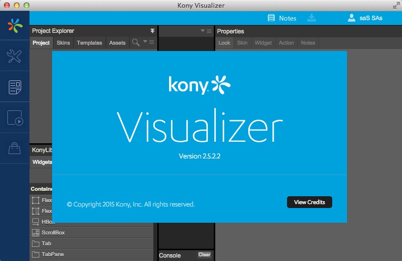 Kony Visualizer : About Window