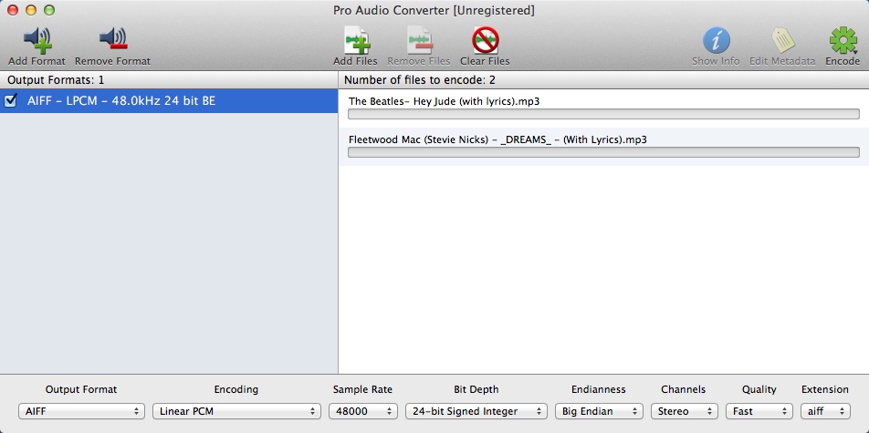 Pro Audio Converter 1.8 : Main Window