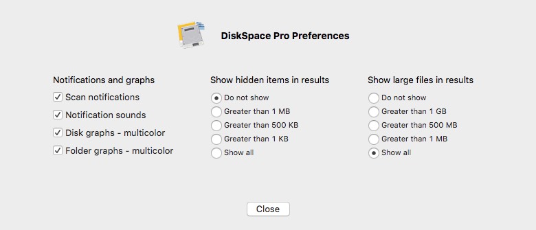 Disk Space Pro 2.4 : General Preferences