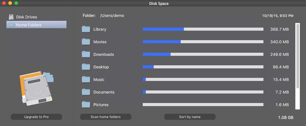 Disk Space 2.4 : Results Window
