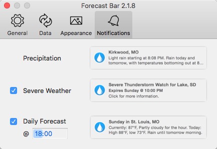 Forecast Bar 2.1 : Notification Options