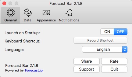 Forecast Bar 2.1 : General Preferences