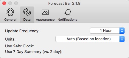 Forecast Bar 2.1 : Data Options
