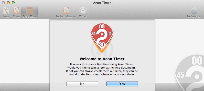 Aeon Timer 2.0 : Welcome Window