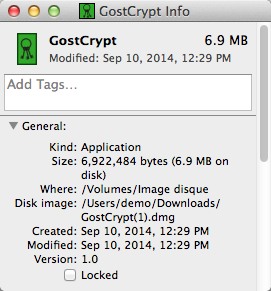 GostCrypt 1.0 : Version Window