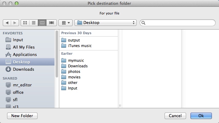 Icns Builder 1.4 : Selecting Destination Folder