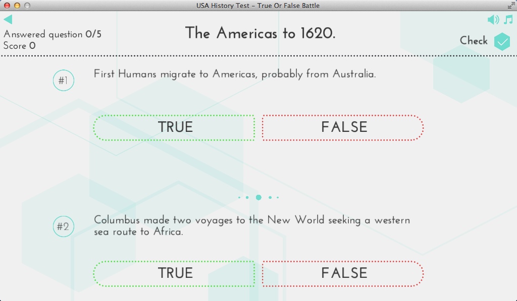 USA History Test - True Or False Battle 2.3 : Completing Trivia Level