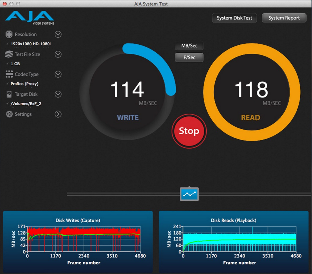 AJA System Test 1.0 : Main Window