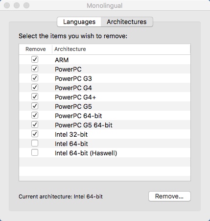 Monolingual 1.7 : Architectures Window