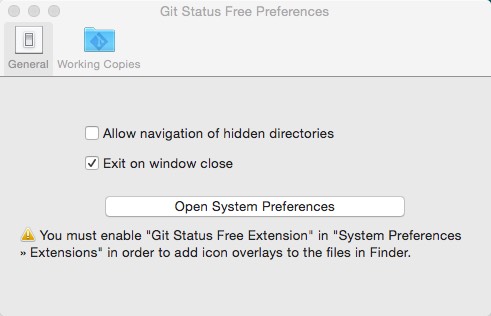 Git Status Free 1.2 : Main window
