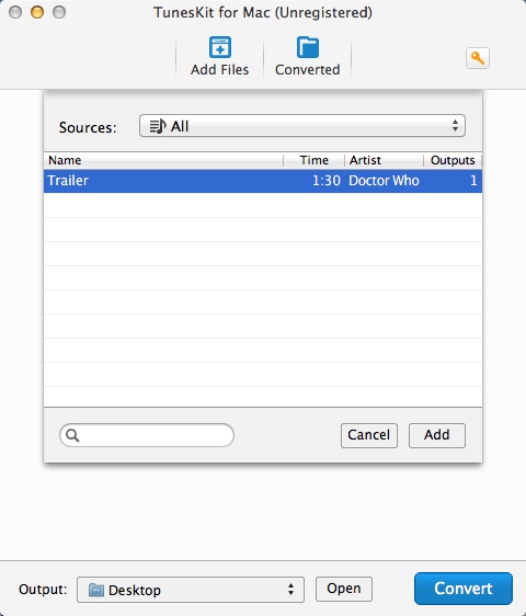 TunesKit for Mac 2.8 : Selecting Input File