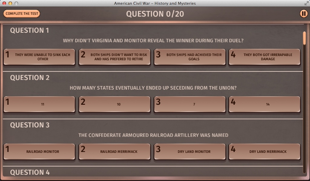 American Civil War - History and Mysteries 2.3 : Quiz Window