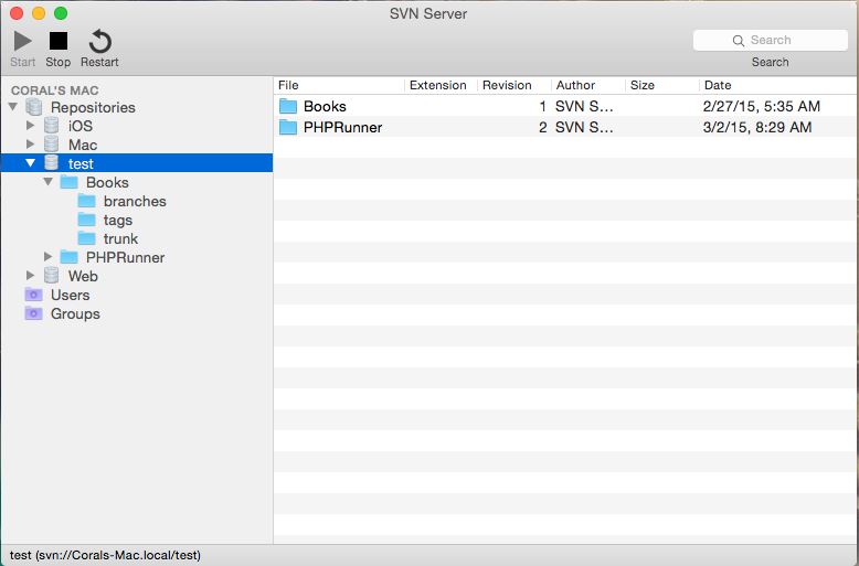 SVN Server 1.0 : Main window