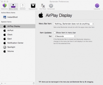 Configuring Menu Items Settings