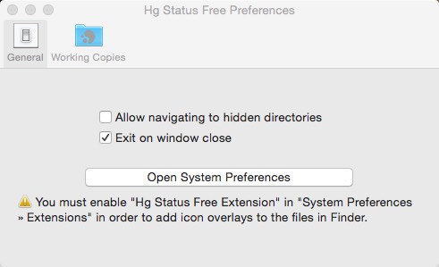 Hg Status 1.0 : Main window