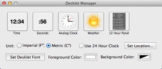 Mach Desktop 2.7 : Desklet Manager Window