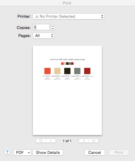 Color Palette from Image 1.5 : Printing Color Palette