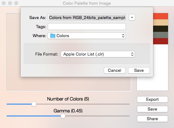 Color Palette from Image 1.5 : Exporting Color Palette