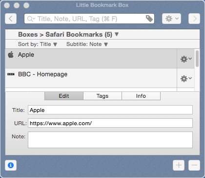 Little Bookmark Box 3.1 : Editing Bookmark Info