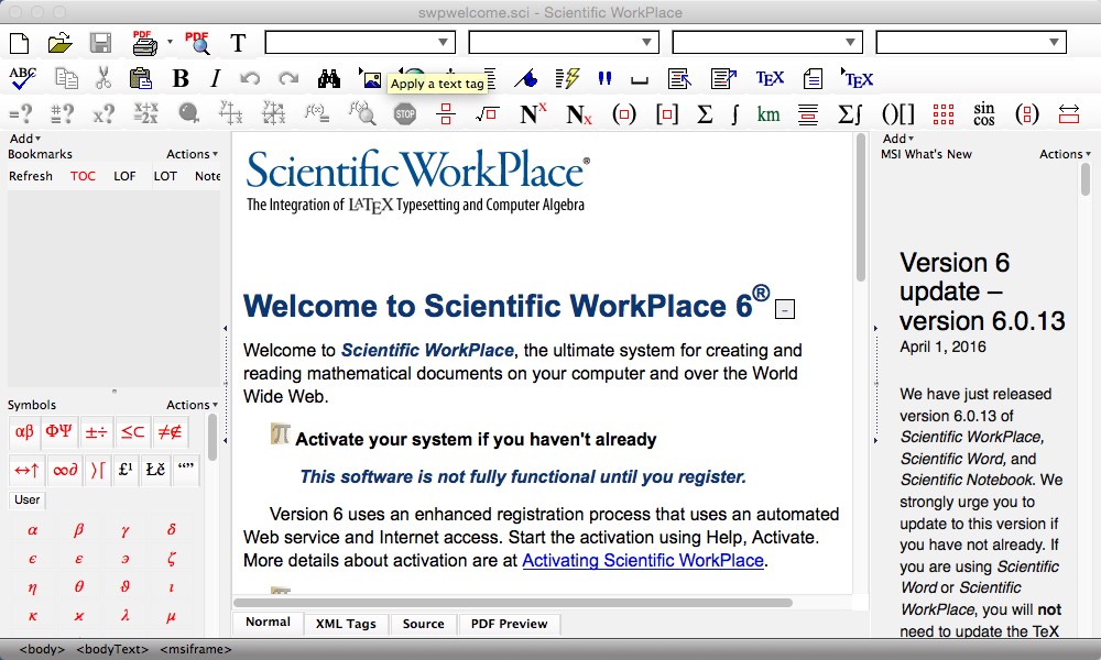 Scientific WorkPlace 6.0 : Main Window