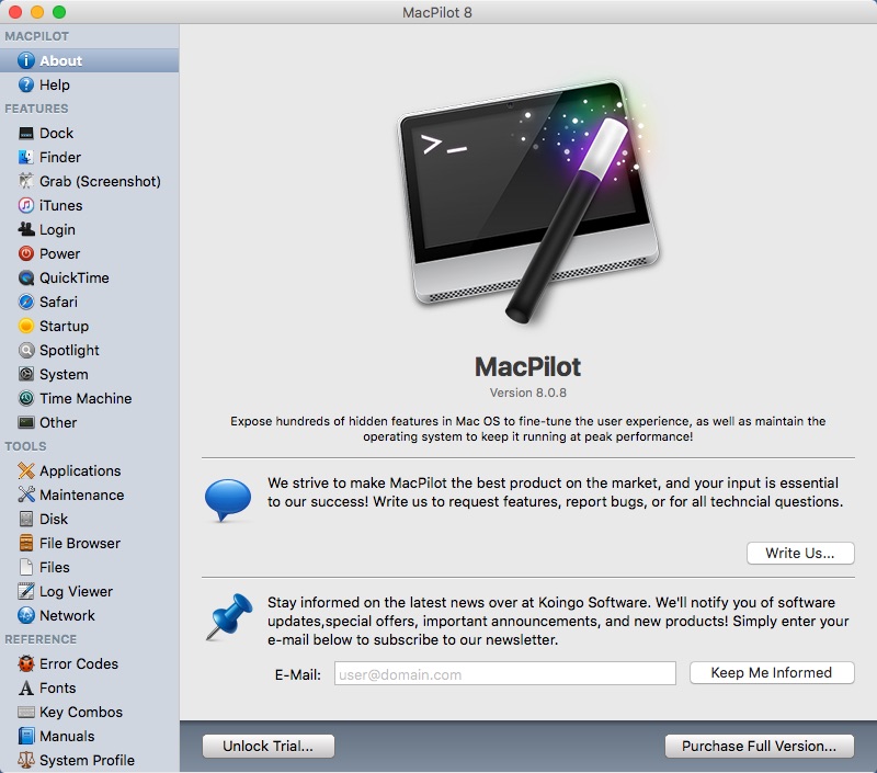 MacPilot 8.0 : Main Window