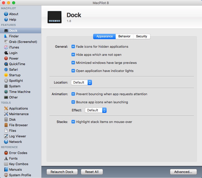 MacPilot 8.0 : Configuring Dock Settings