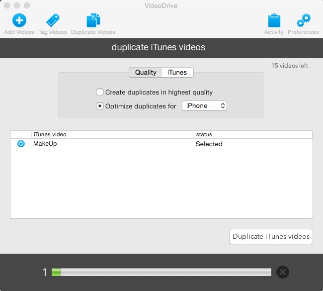 VideoDrive 3.3 : Duplicate iTunes Video