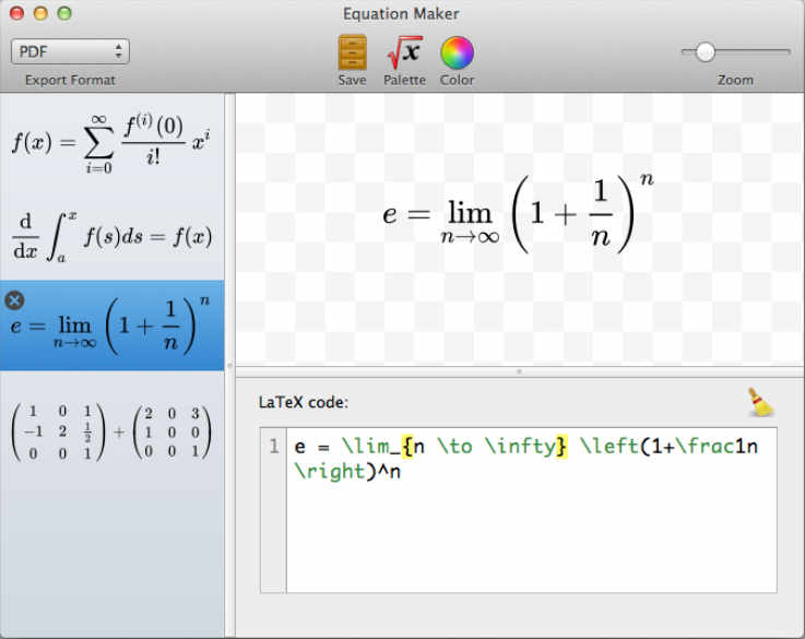 Equation Maker 1.2 : Main Window