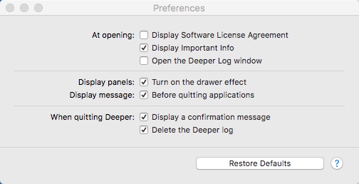 Deeper 2.1 : Preferences Window