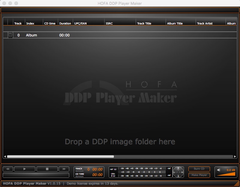 HOFA DDP Player Maker 1.0 : Main window