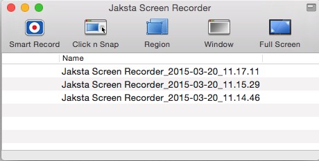 Jaksta Screen Recorder 1.0 : Main window