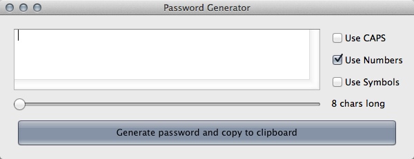 PasswordCreator 1.0 : Main Window